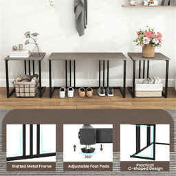 image-4-Piece Dining Table Set with Bench & 2 Stools - Oak