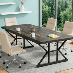 image-Conference Table - Rectangular, 6-Seat, Durable Wood, 70.86”L x 31.49”W x 29.52”H
