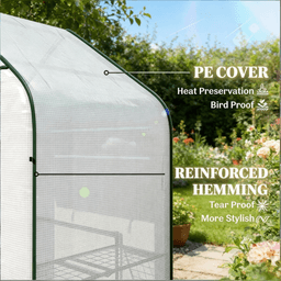 image-Garden Bed Mini Greenhouse - 6 Shelves - Steel/PE - 56"x28"x74"