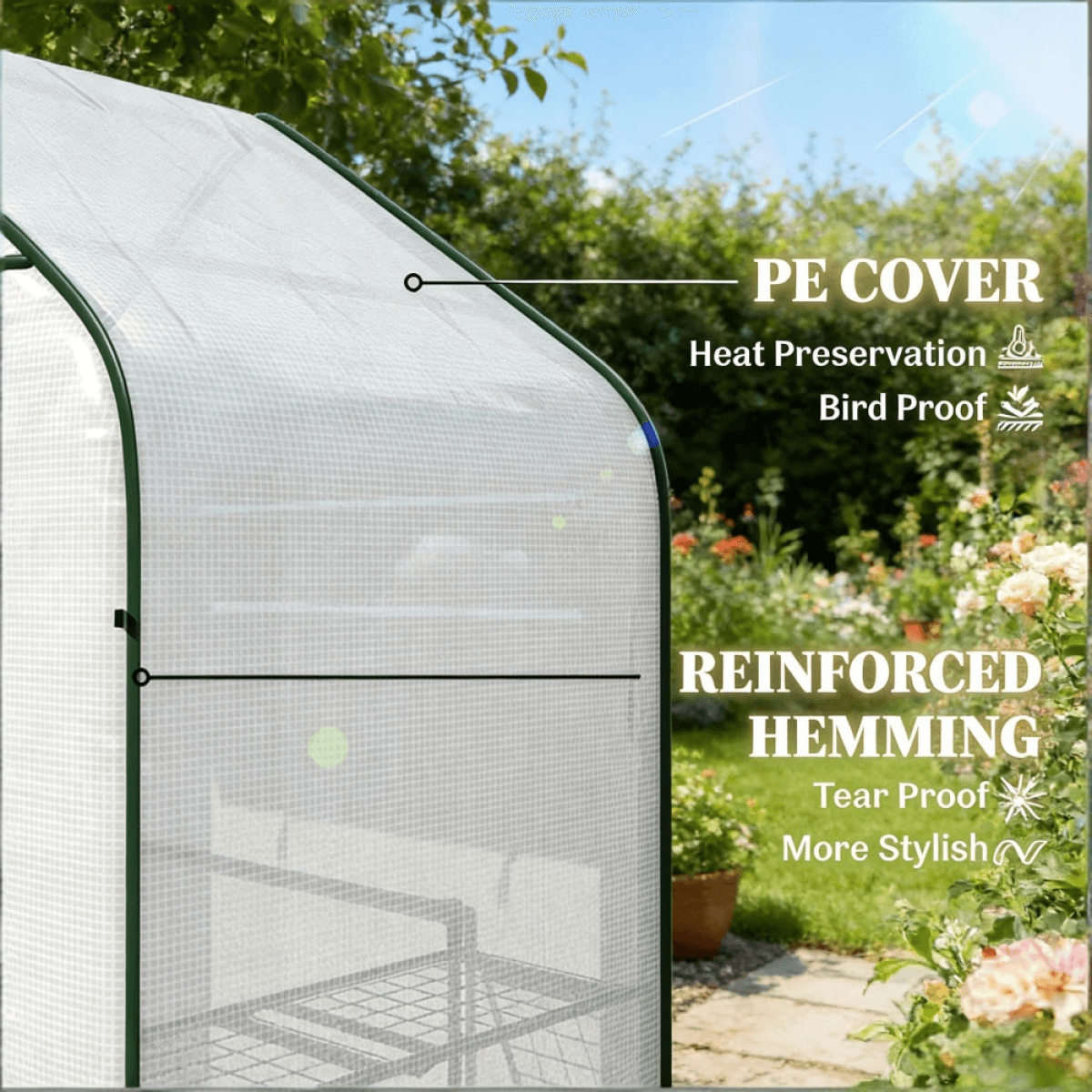 image-Garden Bed Mini Greenhouse - 6 Shelves - Steel/PE - 56"x28"x74"
