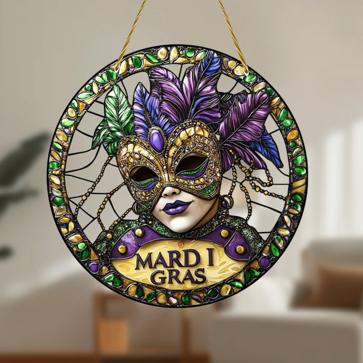image-Colorful Suncatcher Acrylic Mask 20cm - Garden Decor Gift