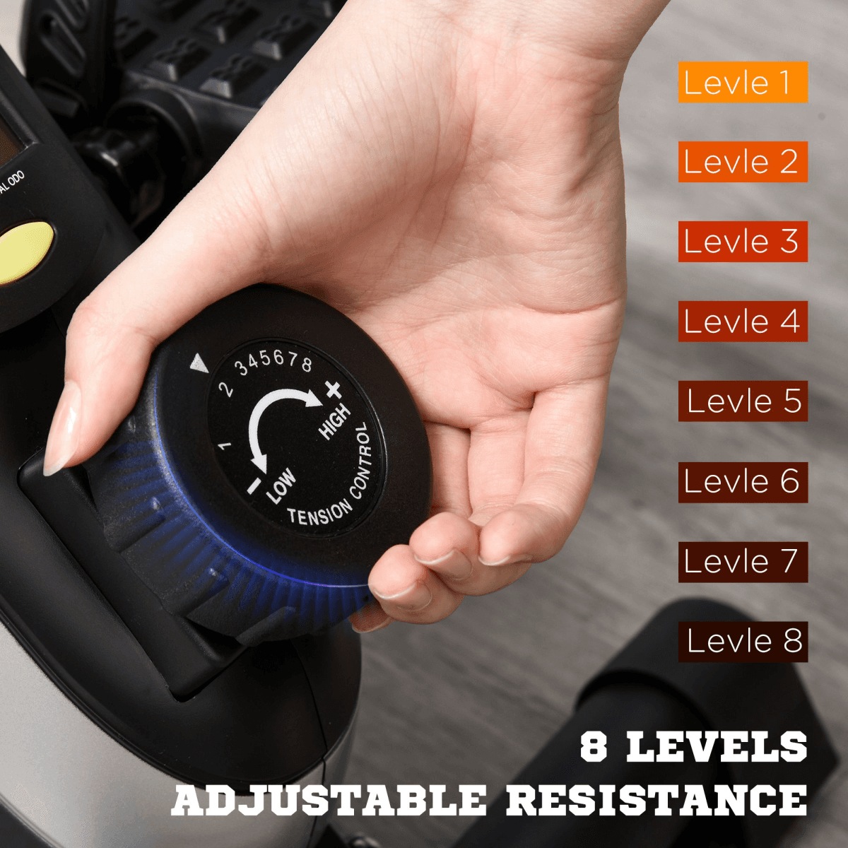 image-HOMCOM Mini Exercise Bike - 8 Levels Magnetic Resistance Black