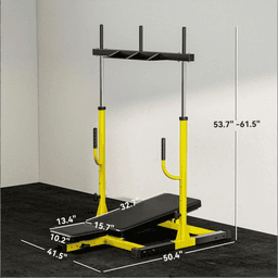image-Vertical Leg Press Machine - Adjustable Leg - Black/Yellow Steel