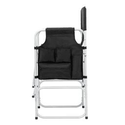 image-Round Director's Chair - Silver Iron/Black Cloth - 103x60x49cm - 120kg