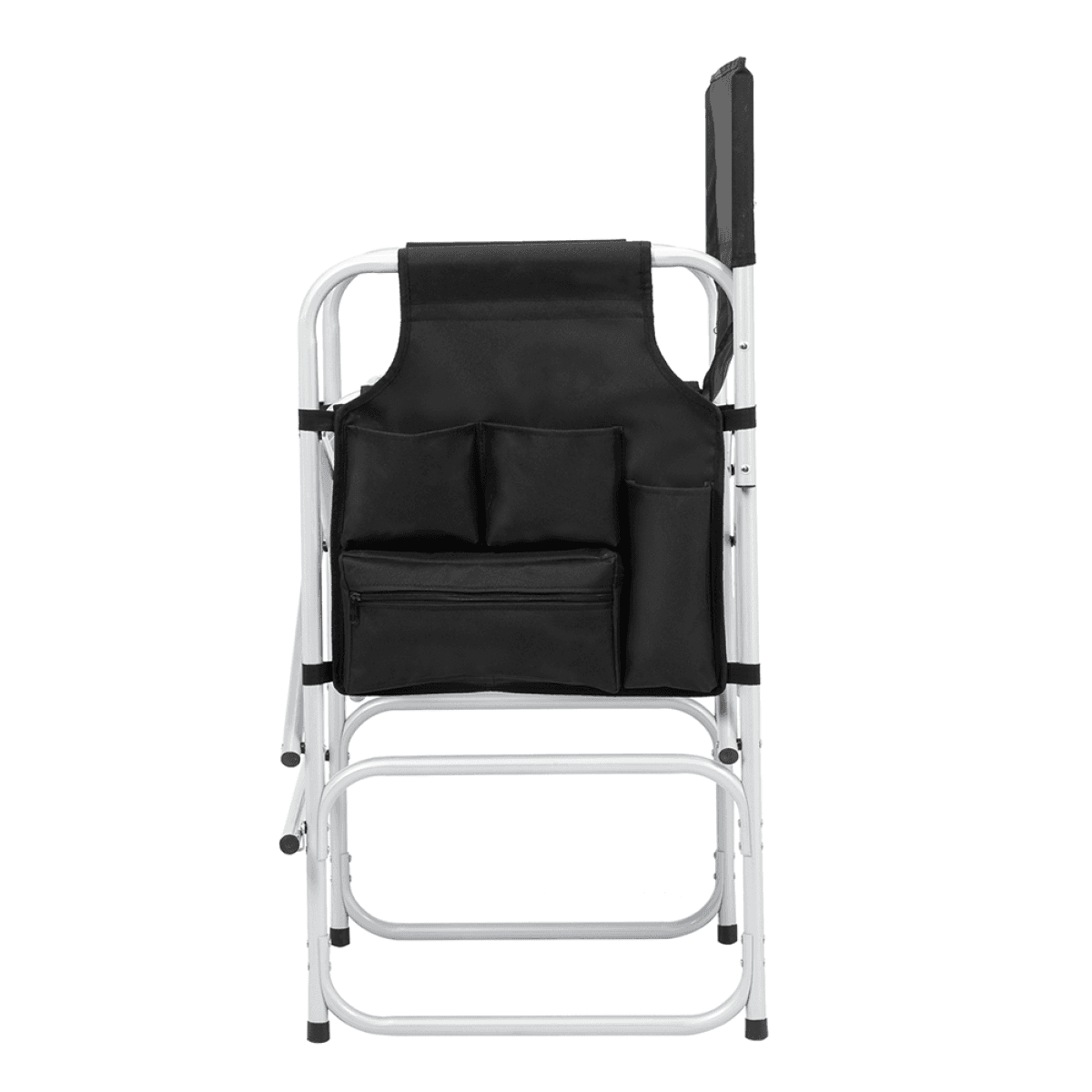 image-Round Director's Chair - Silver Iron/Black Cloth - 103x60x49cm - 120kg