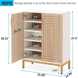 image-Shoe Storage Cabinet - Minimalist Design, 31.5"x15"x37.4"