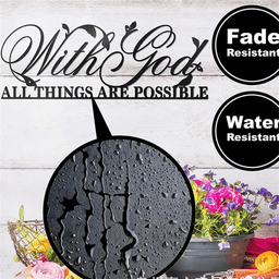 image-Vintage Iron Wall Art Sign "With God All Things Are Possible" for Home Decor (Characters: 65)
