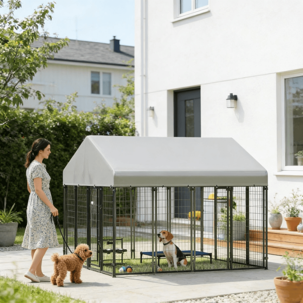 image-Dog Kennel Outdoor 8x8 Steel Large