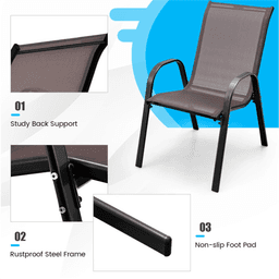 image-Brown Stackable Patio Dining Chairs Set 2 330lb