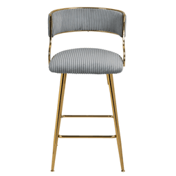image-Set of 2 Counter Height Bar Stools, 26'' Corduroy, Modern Kitchen Design, Grey Base