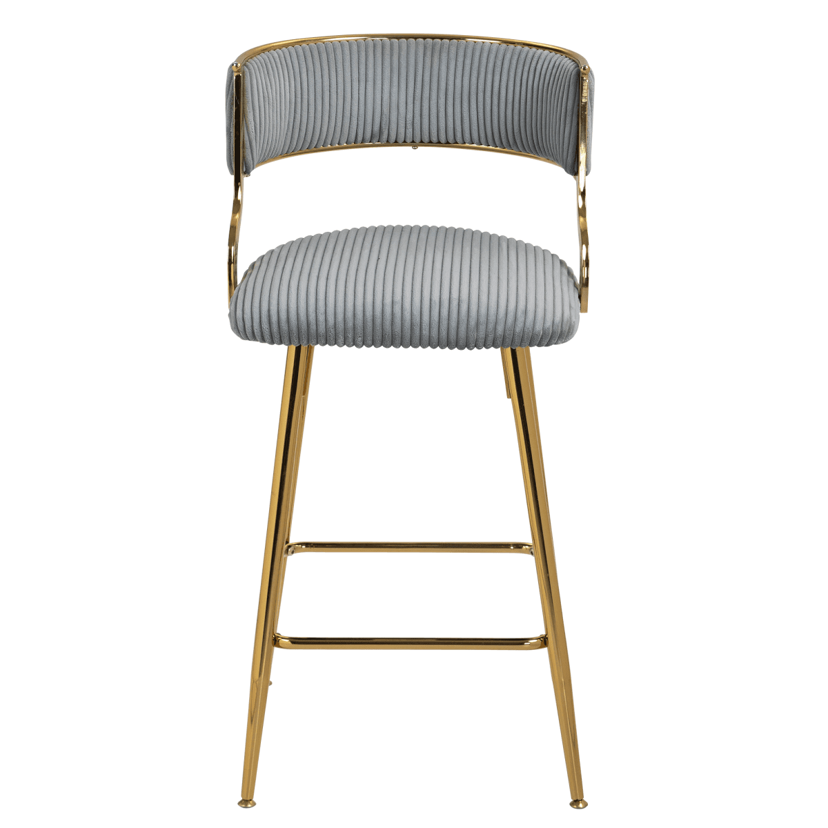image-Set of 2 Counter Height Bar Stools, 26'' Corduroy, Modern Kitchen Design, Grey Base