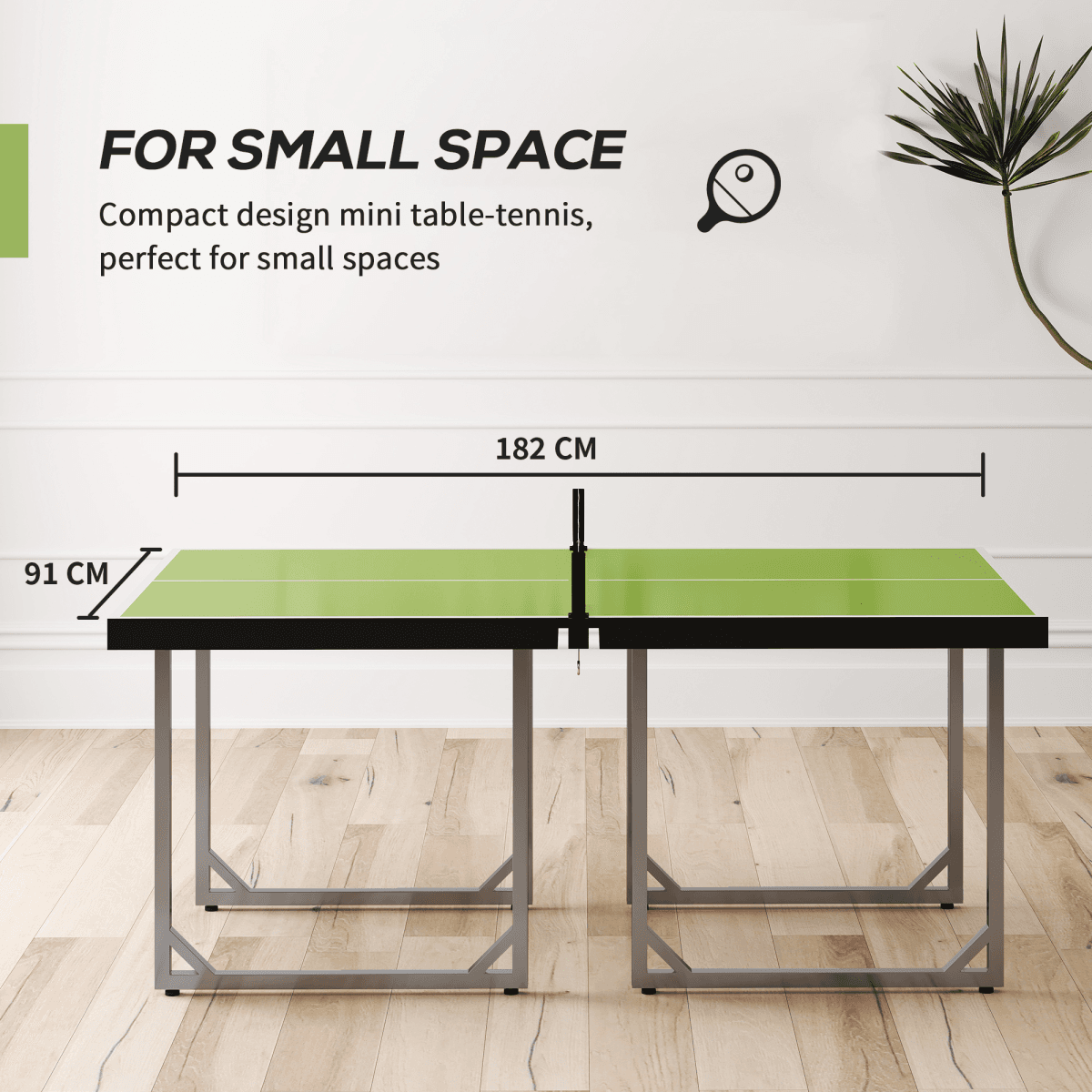 image-HOMCOM Foldable Indoor Tennis Table with Net - 182cm Green
