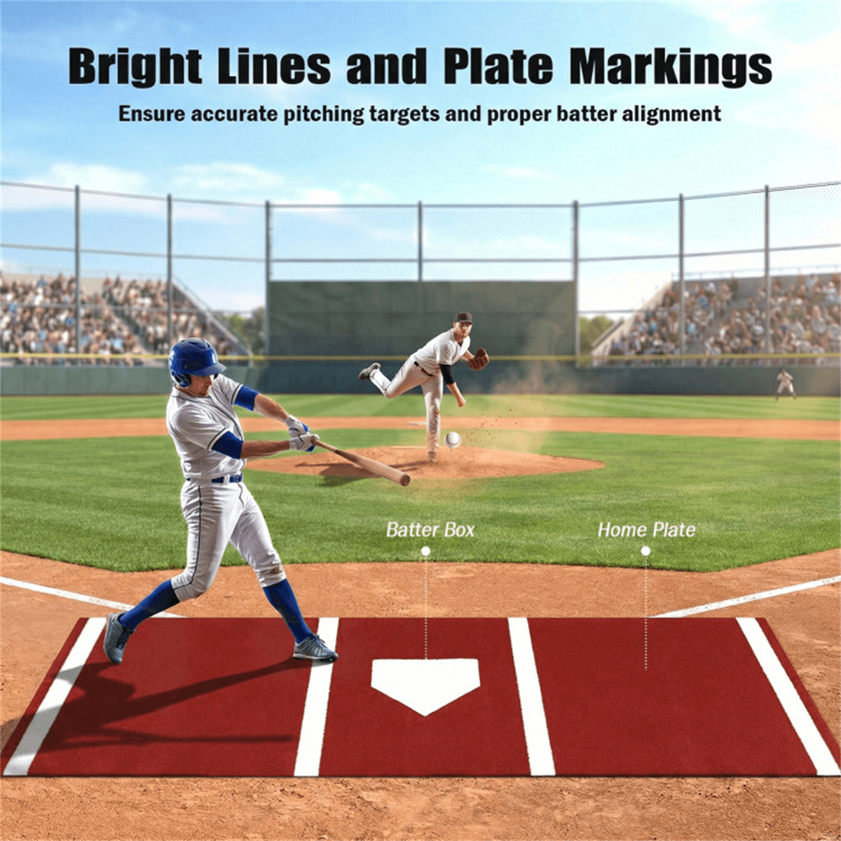 image-10ft x 3ft Pitching Mat with Turf - Indoor/Outdoor Softball Practice Aid Green/Red