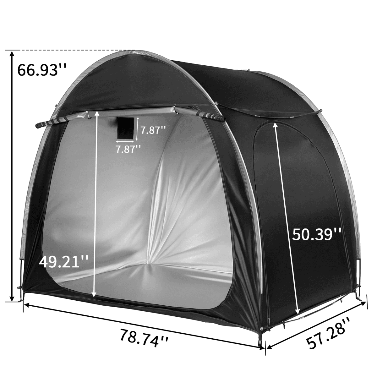 image-Arc Bicycle Storage Shed - 6.8x4.9FT Black, 210D Oxford, Fiberglass, Double Doors
