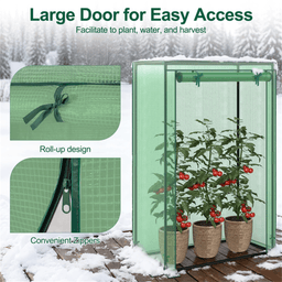 image-Portable Mini Greenhouse 39"x20"x59" PE Cover Tool-Free Green