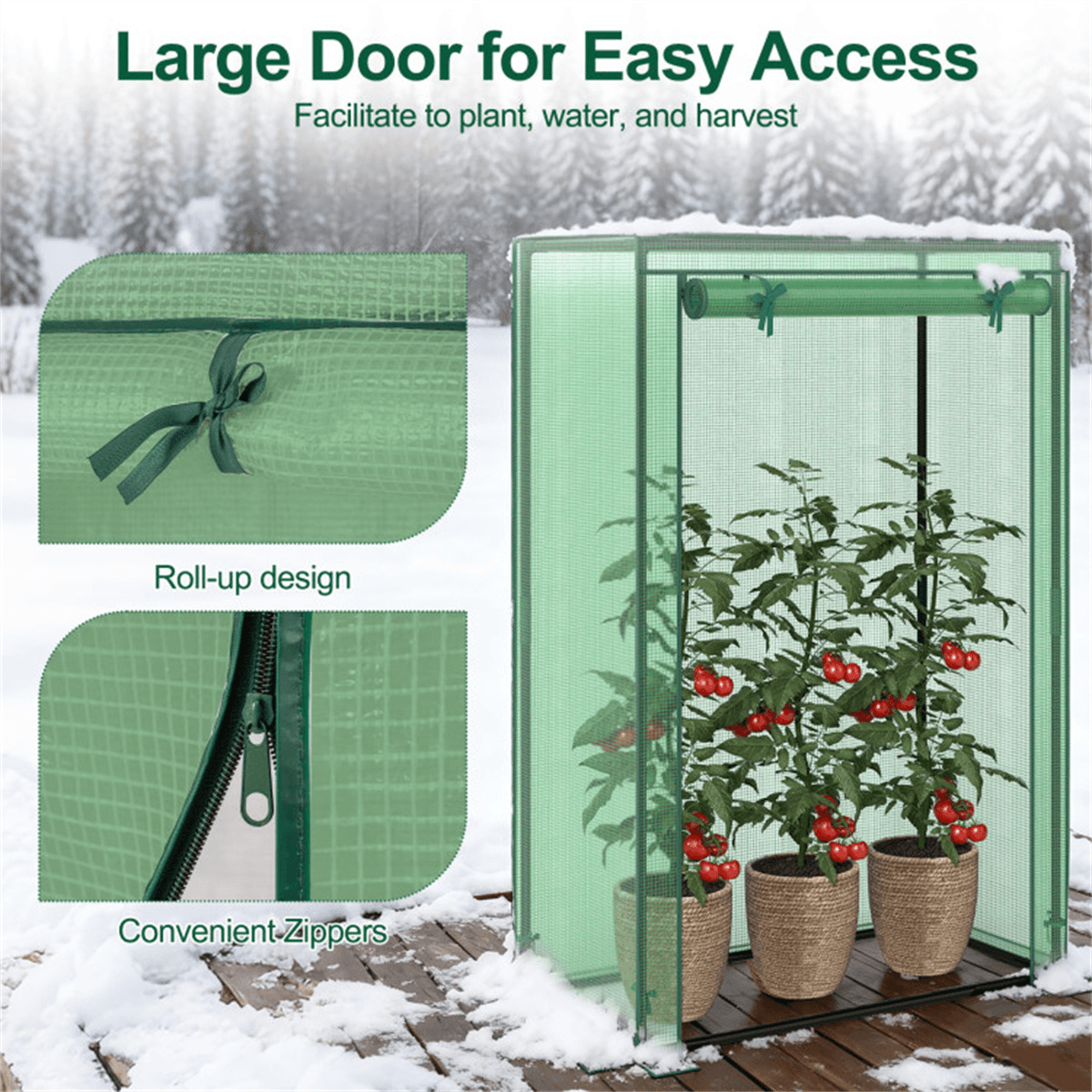 image-Portable Mini Greenhouse 39"x20"x59" PE Cover Tool-Free Green