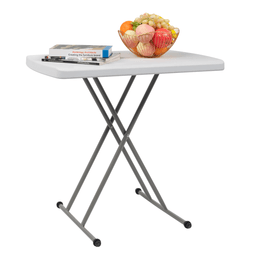 image-Liftable Garden Plastic Table - White 76x50x70.5cm Durable