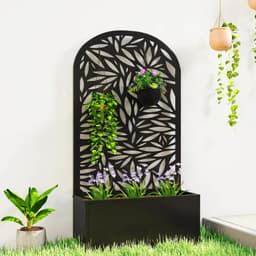 image-Plant Stand/Flower Stand - Black Metal 24"L x 9.1"W x 44.5"H