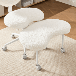 image-Artificial rabbit hair Meditation Chair Plus, Cross Legged Chair with Wheels, ADHD Chair, Criss Cross Desk Chair with Lumbar Support and Adjustable Stool, Flexible Design for Fidgety Sitters, Beige