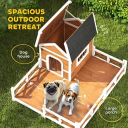 image-PawHut Outdoor Dog House - Small to Medium, Asphalt Roof, Wooden, 46.7"x55.9"x31.5"