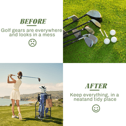 image-Golf Bag Storage Rack - Garage Organizer Steel