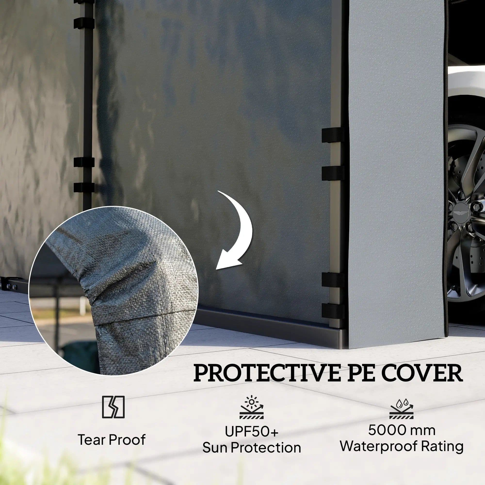 image-Carport Replacement Sidewall Panel - Dark Gray, PE Fabric, 4 Panels
