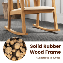 image-Rubber Wood Rocking Chair - Natural Linen 400 lbs