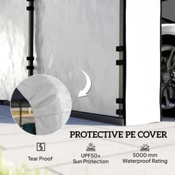 image-Carport Sidewall Panel - White, UPF50+ PE Fabric, Fits Most 12'x20' Carports