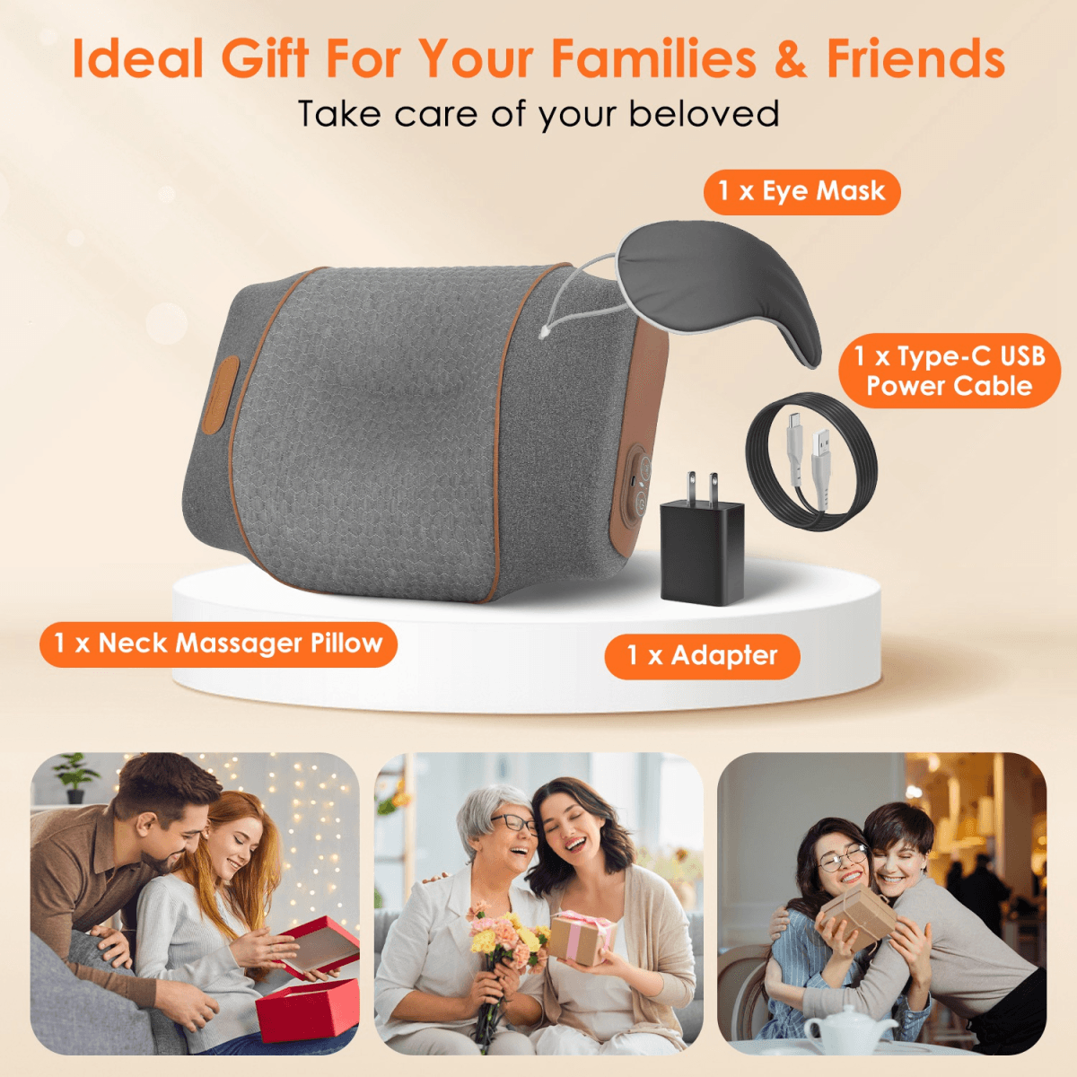 image-3-in-1 Neck Massager Pillow - Memory Foam Heat Therapy