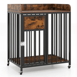 image-2-in-1 Dog Crate Furniture - Rustic Brown 27.5" Small Dogs