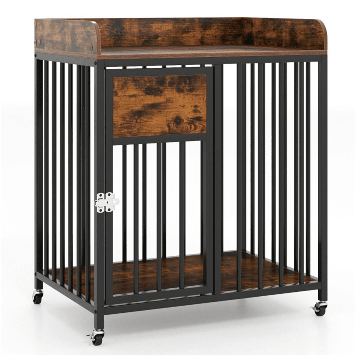 image-2-in-1 Dog Crate Furniture - Rustic Brown 27.5" Small Dogs