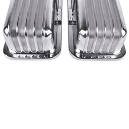image-SBC Small Block Chevy 350 350 Valve Cover - Polished Aluminum Finned Short