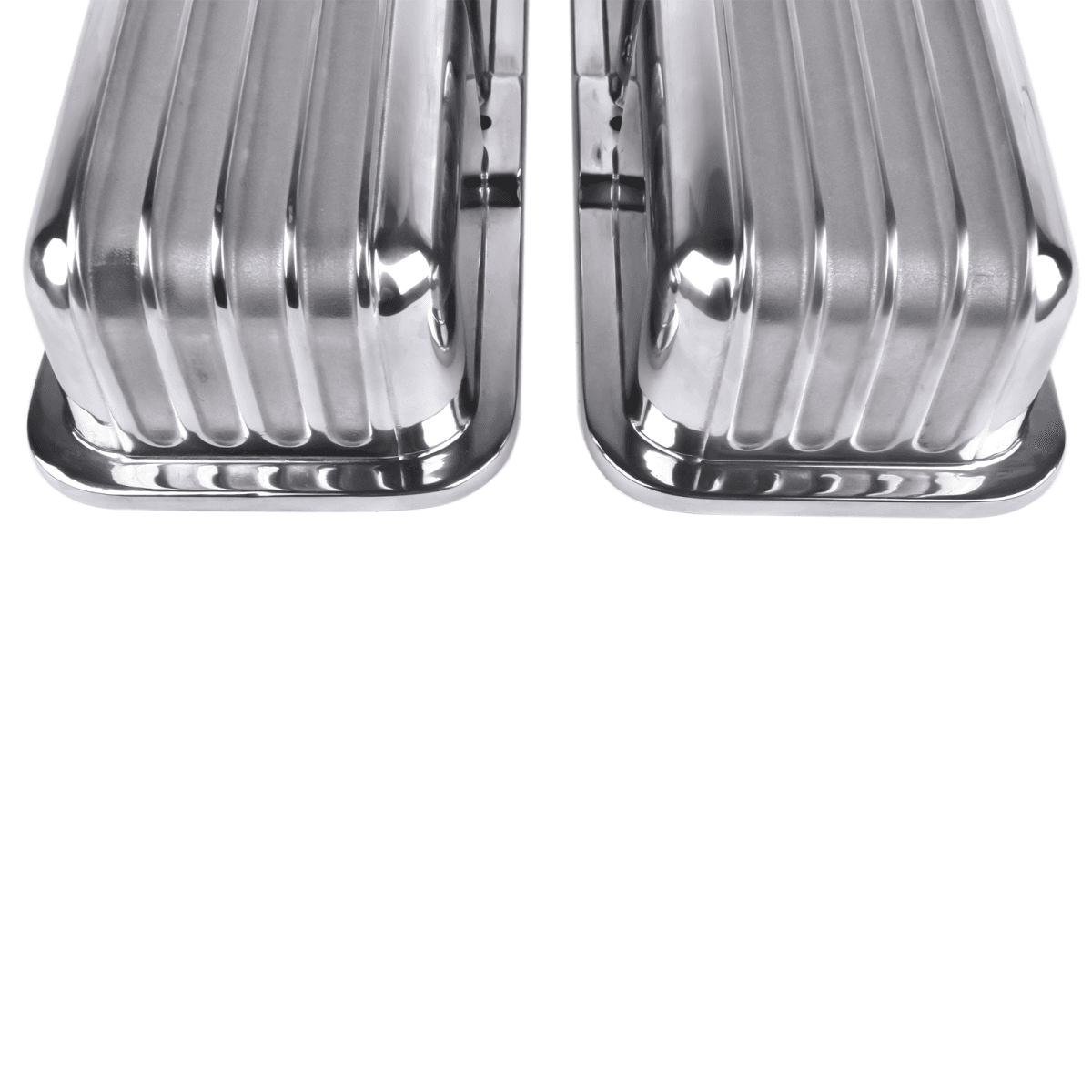 image-SBC Small Block Chevy 350 350 Valve Cover - Polished Aluminum Finned Short