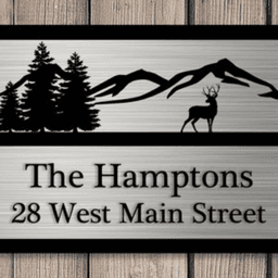 image-Custom Metal Deer Mountain House Address Sign Plaque 20x30cm