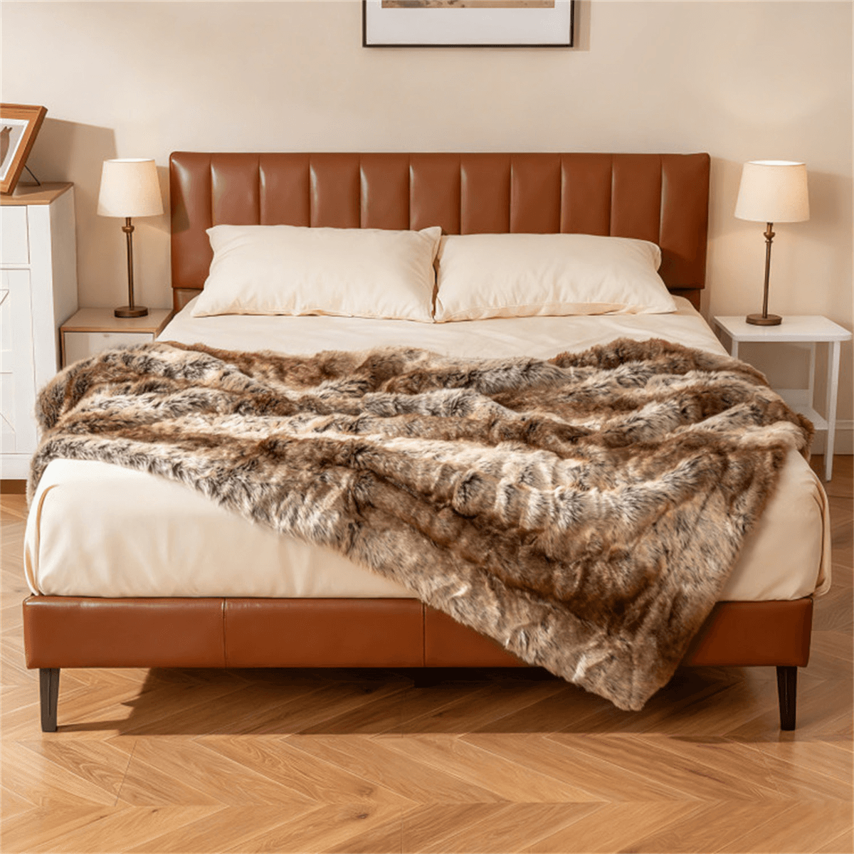 image-Faux Raccoon Fur Throw Blanket - 760GSM, 60"x80", Double-Sided, Cozy