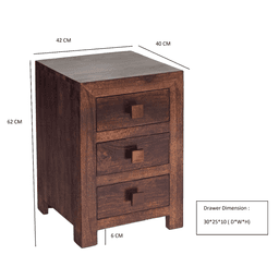 image-Toko Dark Mango 3 Drawer Bedside