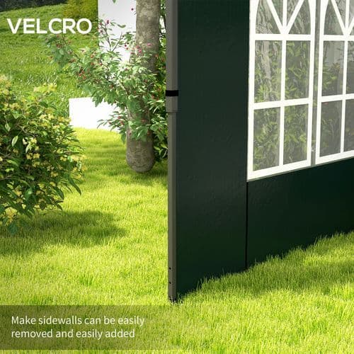 image-Outsunny Gazebo Side Panels for 3x3(m) or 3x6m Gazebo Canopy, 2 Pack, Green