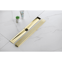 image-24 Inch Linear Shower Drain, Removable Grate, 304 Stainless Steel, Brushed Gold