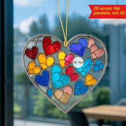 image-Bohemian Heart Sun Catchers - Colorful Acrylic Garden Wall Decor - Holiday Gift 20x20cm