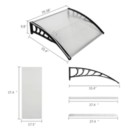 image-Household Rain Cover Eaves Canopy - 100x96cm Black