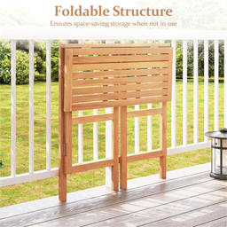image-Natural Acacia Wood Foldable Patio Bar Table, Space-Saving Pub Design (65 characters)