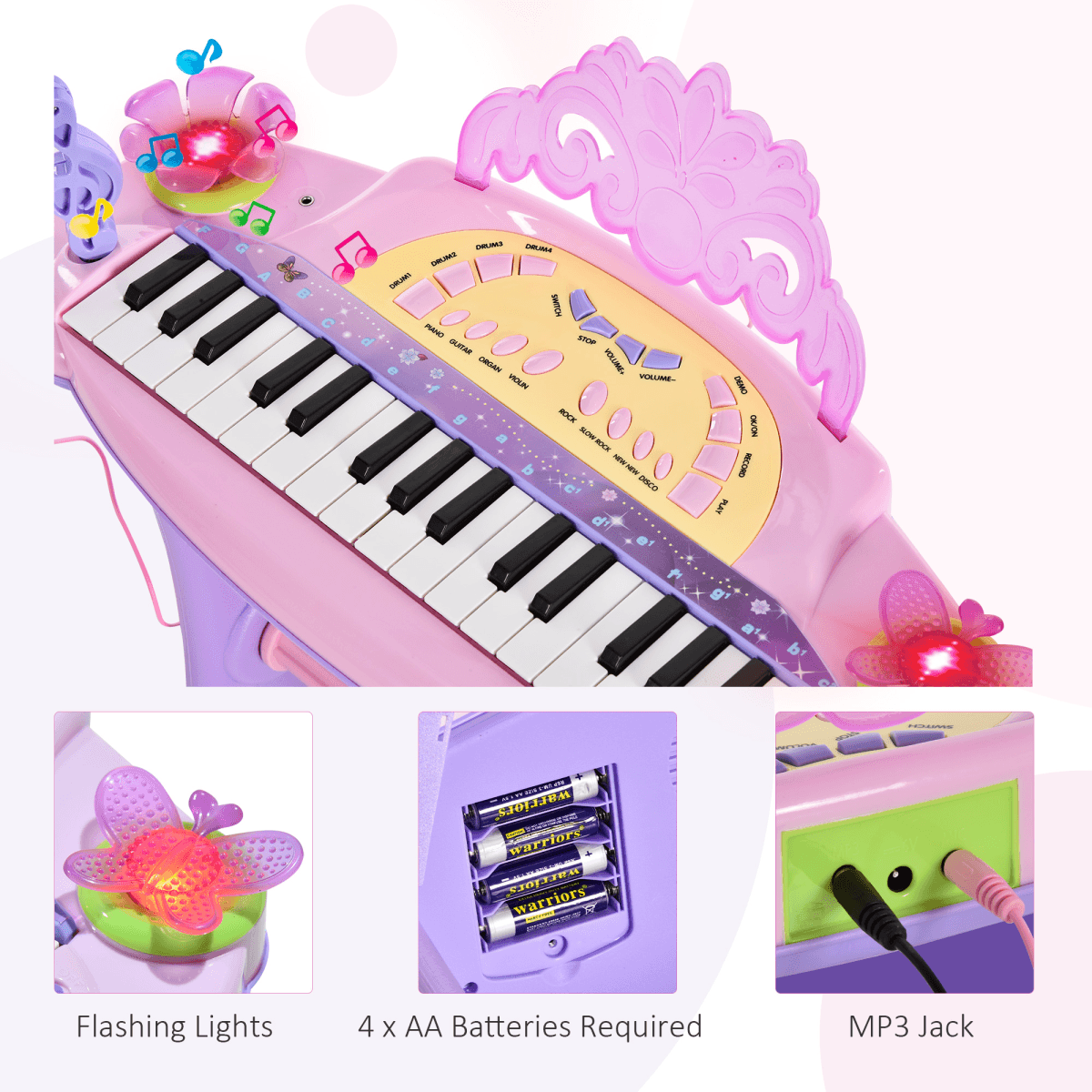 image-Mini Battery Organ Piano Microphone Stool 32 Key Keyboard Kids Toy