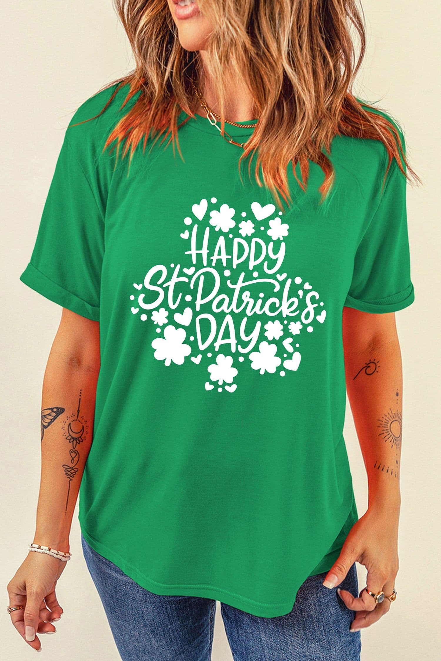 image-St Patrick's Day Clover Graphic T Shirt - Green