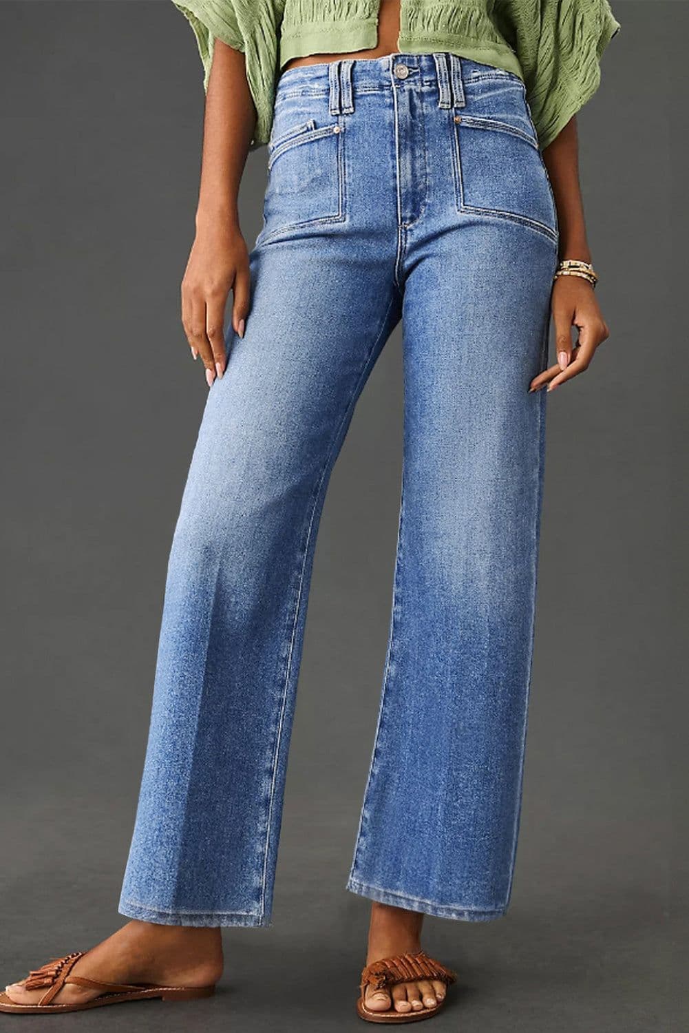 image-Beau Blue Loose Straight Leg Cropped Jeans