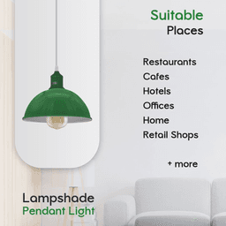 image-2Pack Dome Shaped Geen Loft Style Sturdy Metal Lamp Shade Pendant Lights 21cm Bottom Spray Painted Finish Inner White
