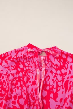 image-Leopard Print Wide Leg Jumpsuit - Rose Belted Loose Fit