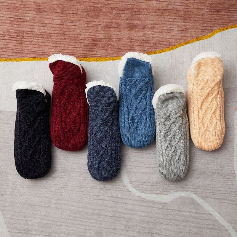 image-Winter Woolen Socks Women Thicken Warm Home Bedroom Socks Slippers Men Non-slip Foot Warmer Snow Socks Calcetines Mujer
