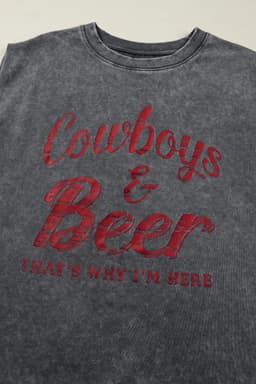 image-Sleet Cowboy & Beer Western Graphic Mineral Wash Tank Top