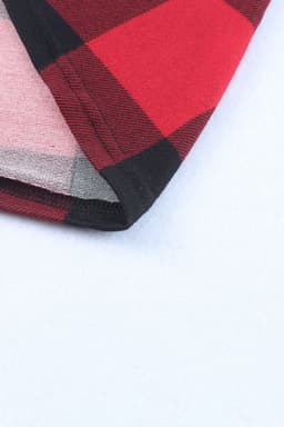 image-Plaid Print Leopard Splicing Striped Color Block Long Sleeve Top
