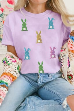 image-Wisteria Sequin Easter Bunny Patched Tee